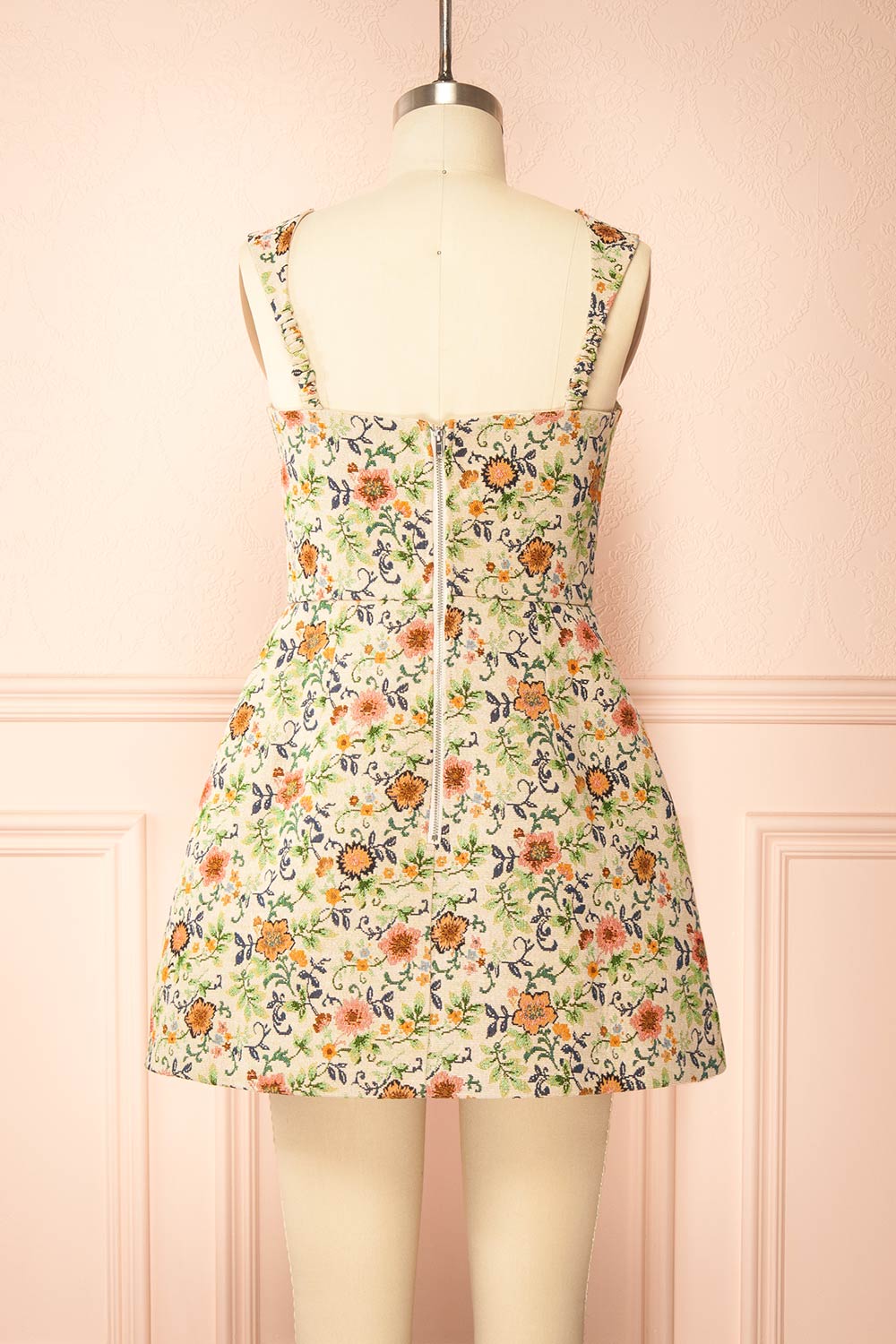 Leokadia Short Floral Jacquard Dress | Boutique 1861 back view