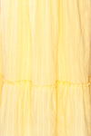 Leonora Yellow Midi Dress w/ Ruffles & Lace | Boutique 1861 texture