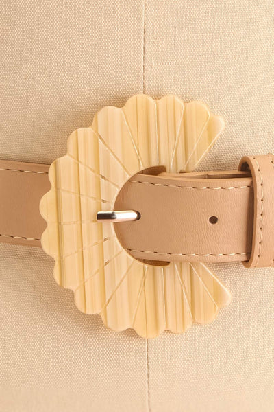 Lestrange Beige Faux Leather Belt w/ Resin Buckle | Boutique 1861 close-up
