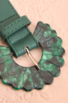 Lestrange Green Faux Leather Belt w/ Resin Buckle | Boutique 1861 flat close-up