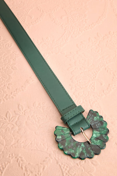 Lestrange Green Faux Leather Belt w/ Resin Buckle | Boutique 1861 flat view