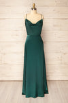 Letheria Green Cowl Neck Satin Maxi Dress | La petite garçonne front view