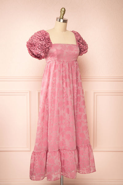 Leviosa Dark Pink Midi Dress w/ Empire Waist | Boutique 1861 side view