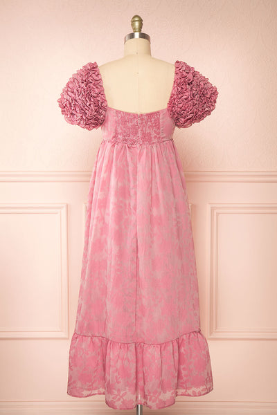 Leviosa Dark Pink Midi Dress w/ Empire Waist | Boutique 1861 back view