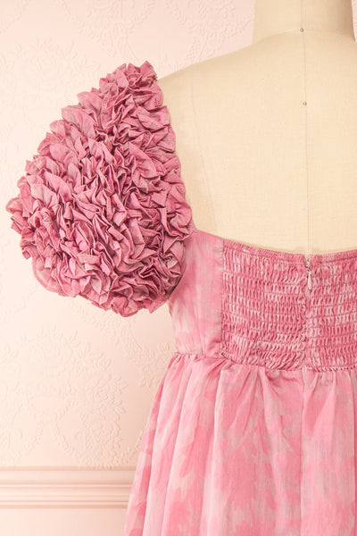 Leviosa Dark Pink Midi Dress w/ Empire Waist | Boutique 1861 back close-up