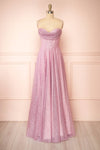 Lexy Pink Sparkly Cowl Neck Maxi Dress | Boutique 1861 front view