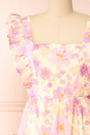 Lidia Floral Midi Dress w/ Large Ruffles | Boutique 1861 front close-up