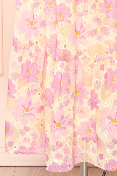 Lidia Floral Midi Dress w/ Large Ruffles | Boutique 1861 bottom