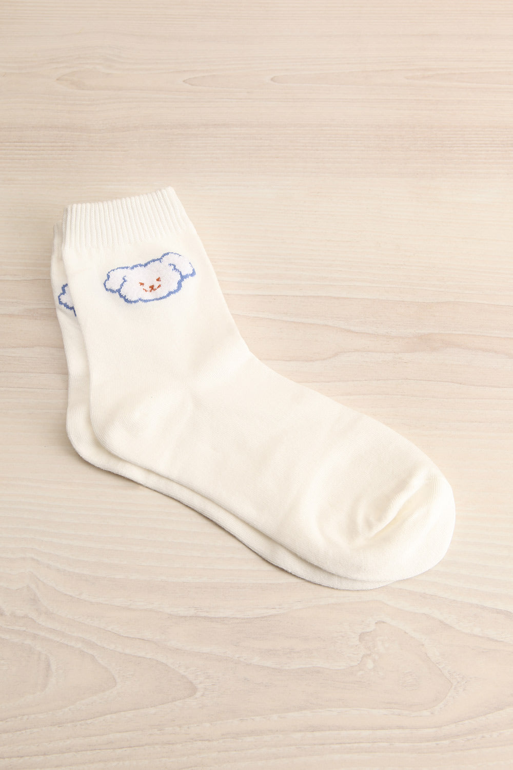 Likasi White Crew Socks w/ Puppy Detail | La petite garçonne