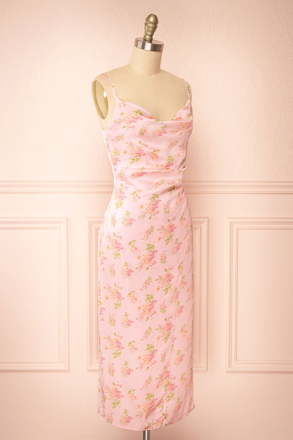 Lilirose Cowl Neck Floral Midi Dress | Boutique 1861 side view