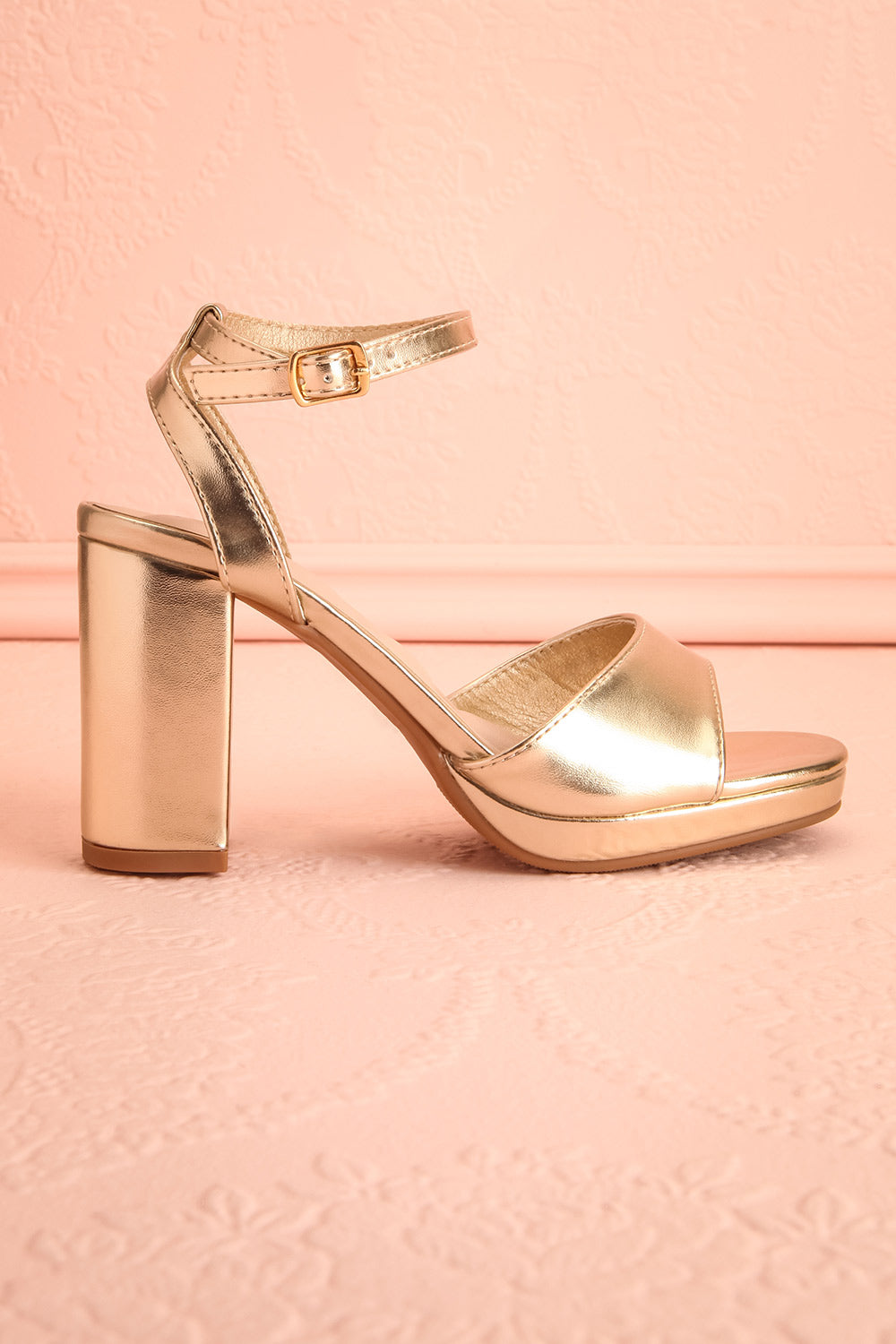 Lillis Gold Metallic Platform Block Heel Sandals | Boutique 1861 side view
