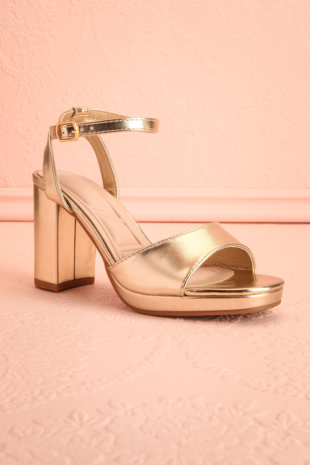 Lillis Gold Metallic Platform Block Heel Sandals | Boutique 1861 front view