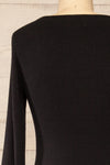 Lilongwe Black Ribbed Midi Dress w/ Long Sleeves | La petite garçonne back close-up