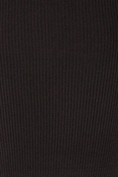 Lilongwe Black Ribbed Midi Dress w/ Long Sleeves | La petite garçonne fabric