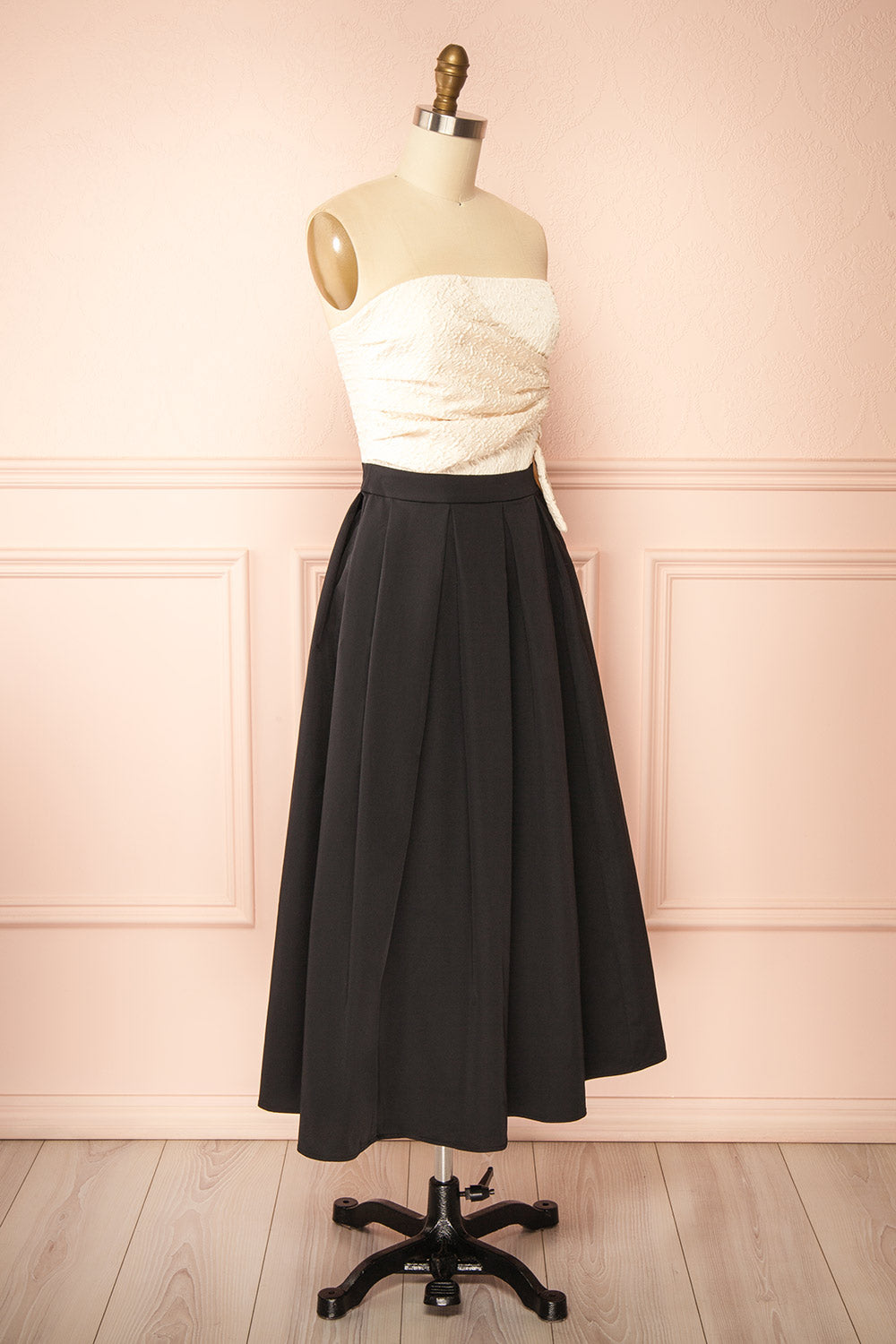 Lindsay Midi Strapless Dress with Draped Bodice | Boutique 1861 side view