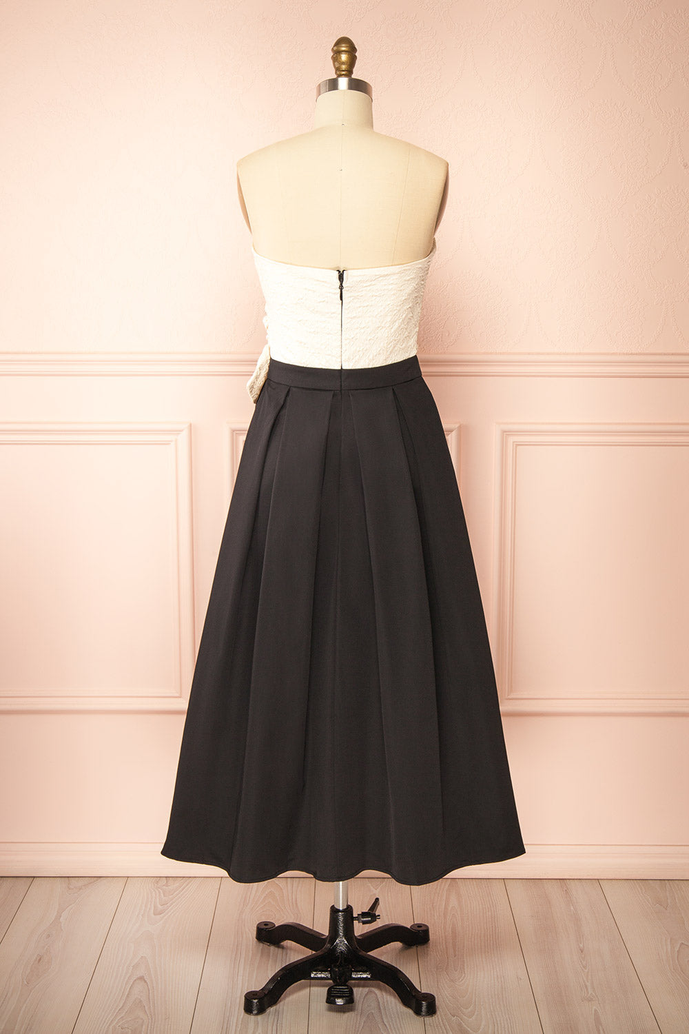 Lindsay Midi Strapless Dress with Draped Bodice | Boutique 1861 back view