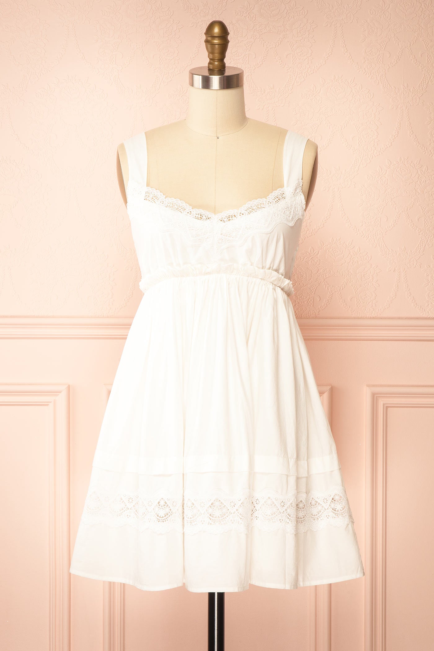 Lioroa Ivory Babydoll Dress with Buckle Straps | Boutique 1861 front