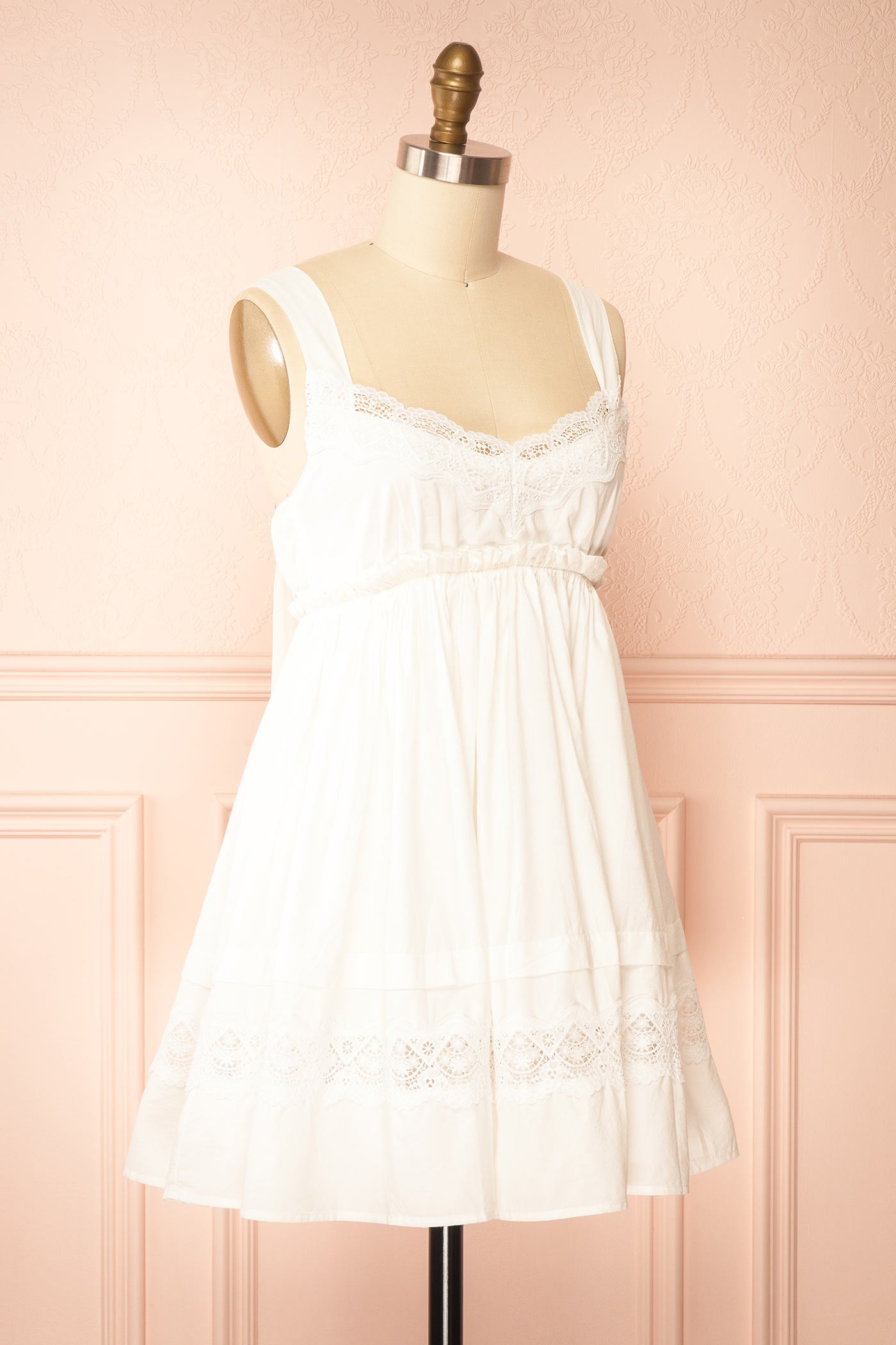 Lioroa Ivory Babydoll Dress with Buckle Straps | Boutique 1861 side