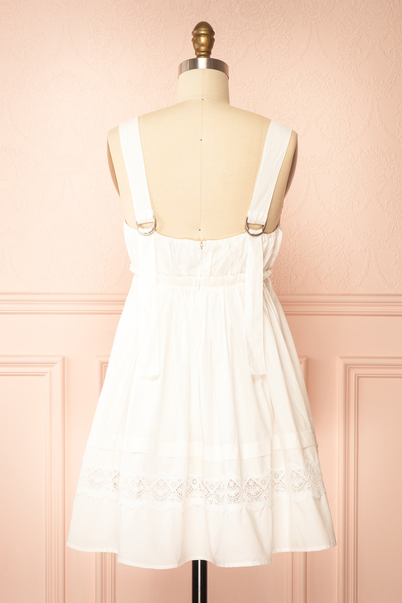 Lioroa Ivory Babydoll Dress with Buckle Straps | Boutique 1861 back