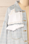 Lisbon Blue Oversized Denim Jacket w/ Embroidery | La petite garçonne side close-up