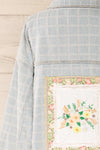 Lisbon Blue Oversized Denim Jacket w/ Embroidery | La petite garçonne  back close-up