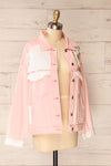 Lisbon Pink Oversized Denim Jacket w/ Embroidery | La petite garçonne side view