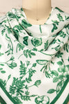 Lisieux Green Satin Scarf w/ Forest Print | La petite garçonne close-up