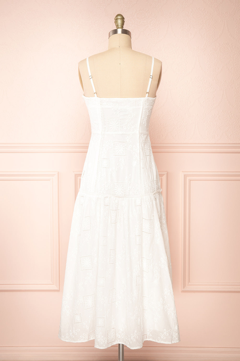 Lisy White Midi Dress w/ Openwork | Boutique 1861 back view