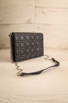 Livingstone Black Faux Leather Crossbody Bag w/ Cannage Pattern sid eview