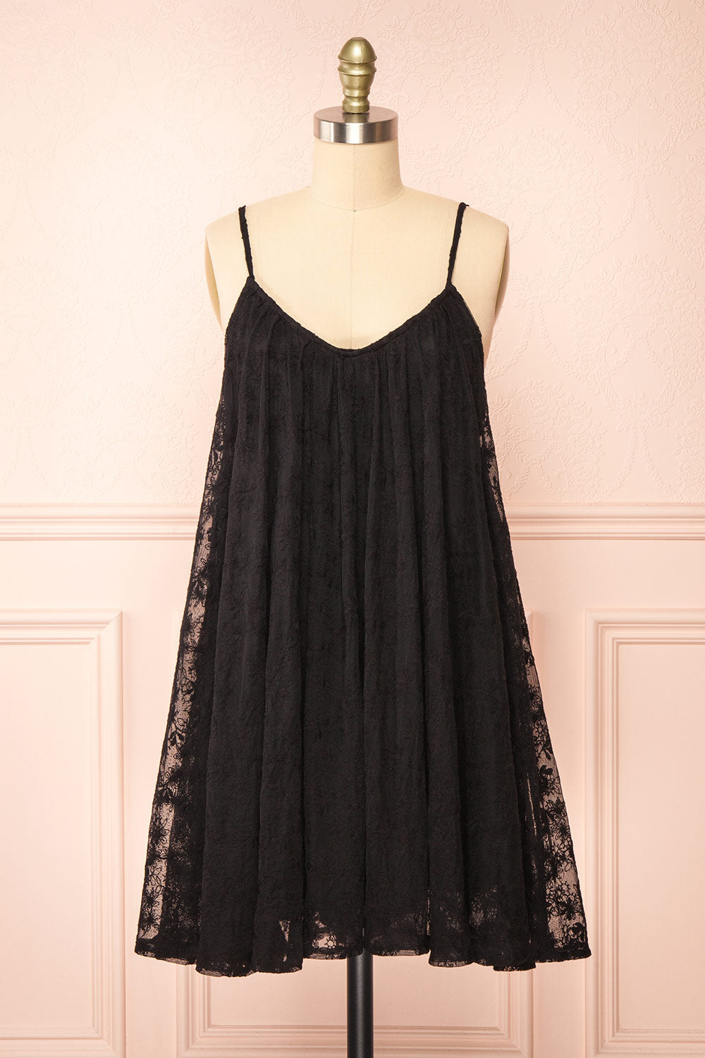 Liyan Black Short Floral Dress | Boutique 1861 front view