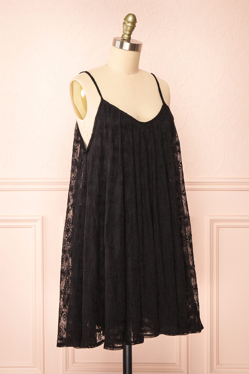 Liyan Black Short Floral Dress | Boutique 1861 side view