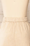 Lokeren Beige High-Waisted Linen Shorts | La petite garçonne back close-up