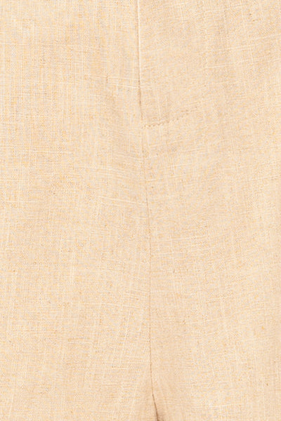 Lokeren Beige High-Waisted Linen Shorts | La petite garçonne fabric