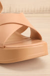 Lokobe Beige Platform Sandals | La petite garçonne front close-up