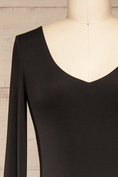 Longwy Long-Sleeved Black Bodysuit | La petite garçonne front