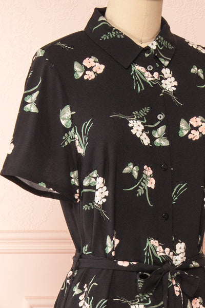 Loona Floral Midi Shirt Dress | Boutique 1861 side close-up