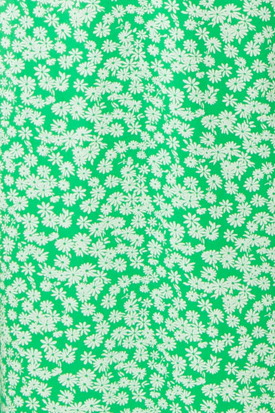 Loranda Green Colourful Maxi Dress w/ Ruffles | Boutique 1861  fabric