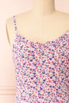 Loranda Pink Colourful MaxiDress w/ Ruffles | Boutique 1861  front close-up
