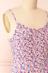 Loranda Pink Colourful MaxiDress w/ Ruffles | Boutique 1861  side close-up