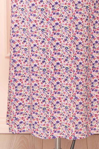 Loranda Pink Colourful MaxiDress w/ Ruffles | Boutique 1861  bottom