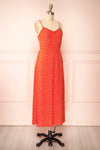 Loranda Red Heart Print Midi Dress w/ Ruffles | Boutique 1861 side view