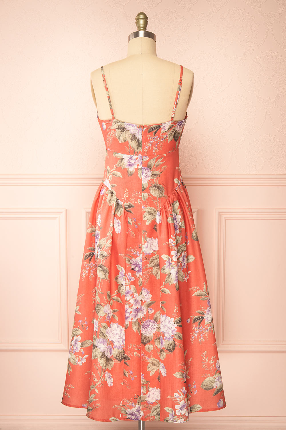 Lorelai Long Orange Floral Dress | Boutique 1861 back view