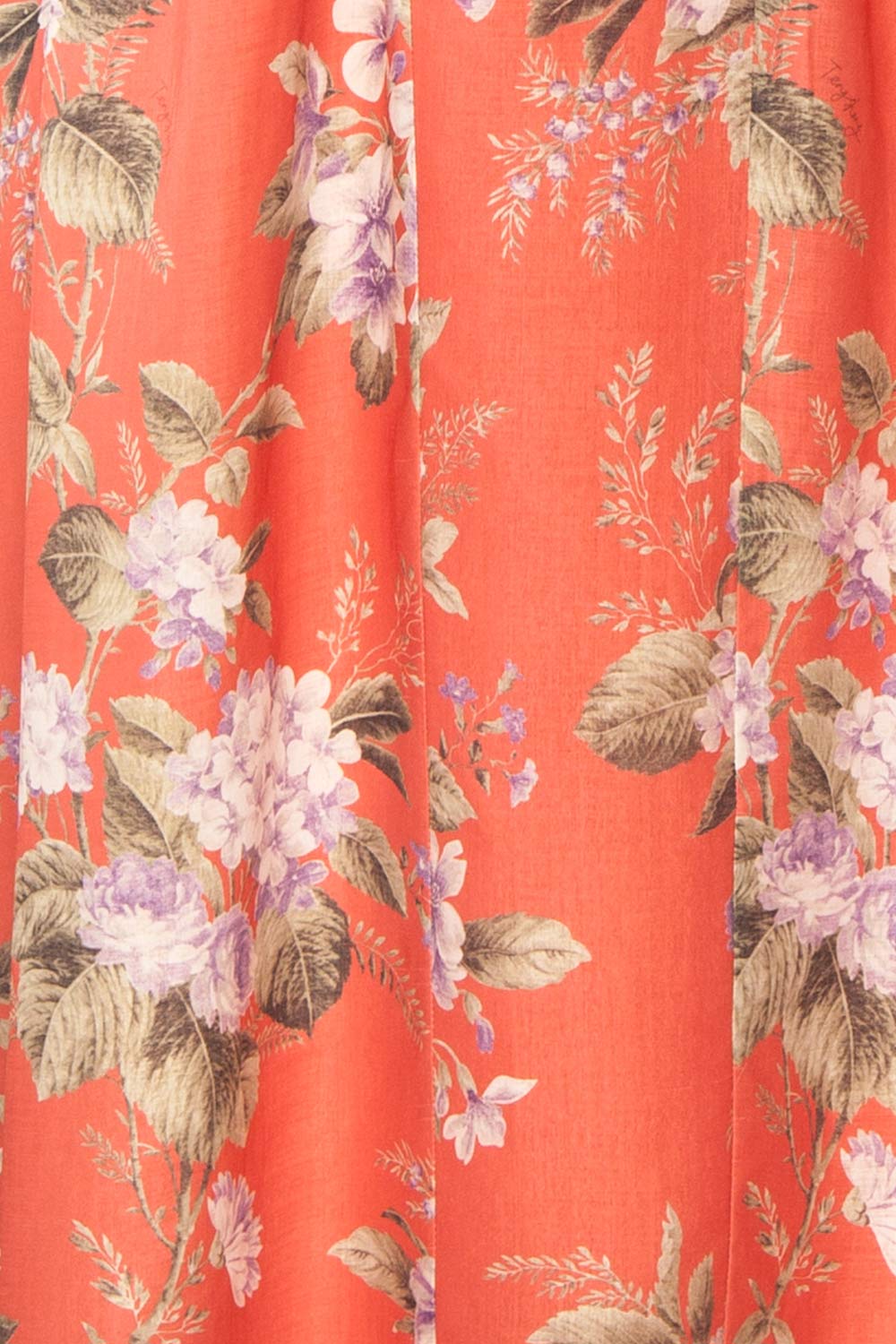 Lorelai Long Orange Floral Dress | Boutique 1861  fabric 