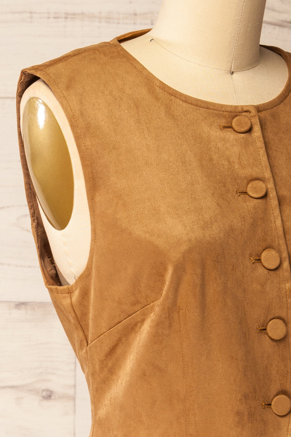 Loreto | Haut en Velours Caramel Sans Manches