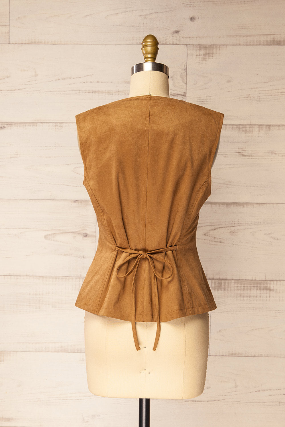 Loreto | Haut en Velours Caramel Sans Manches