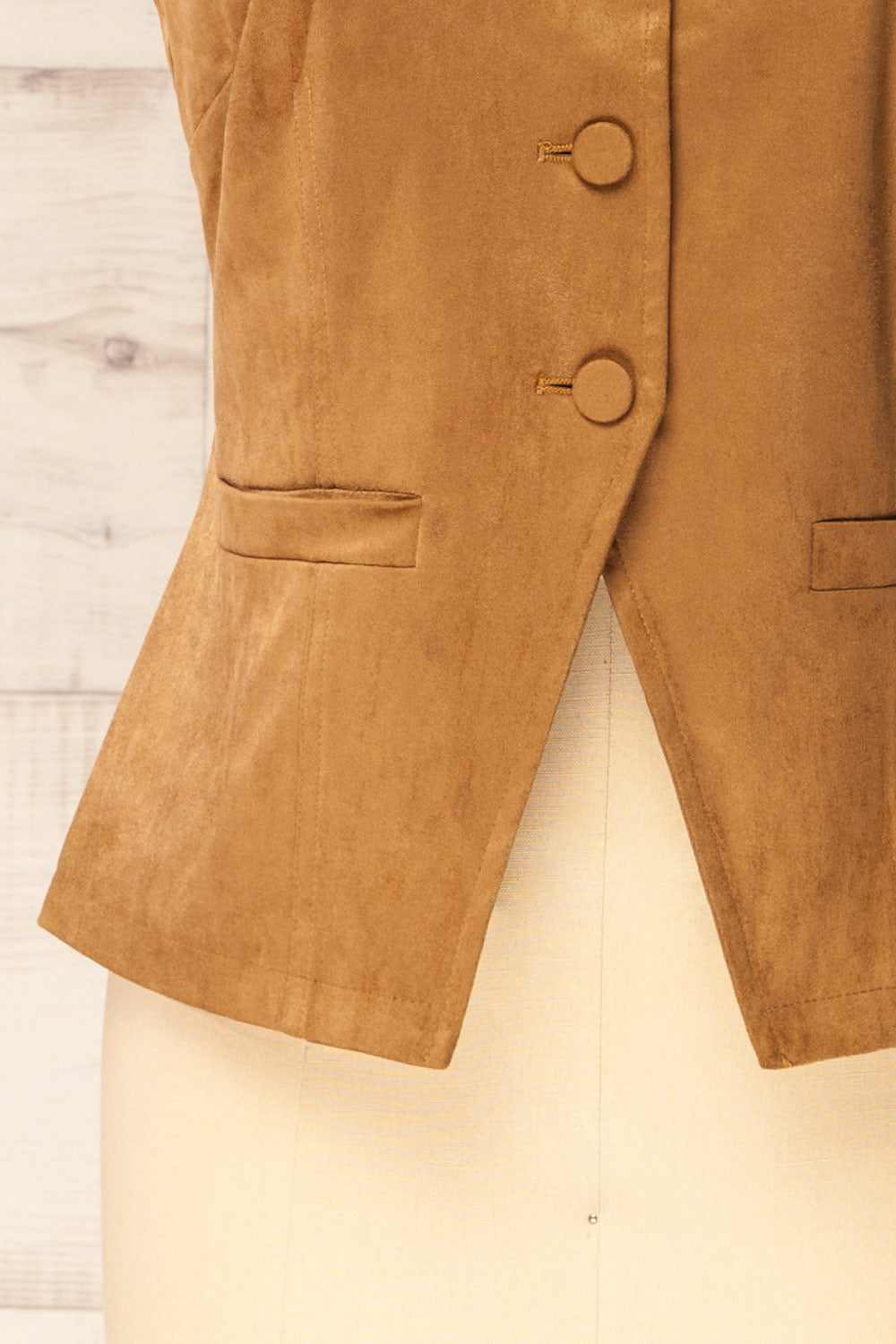 Loreto | Haut en Velours Caramel Sans Manches