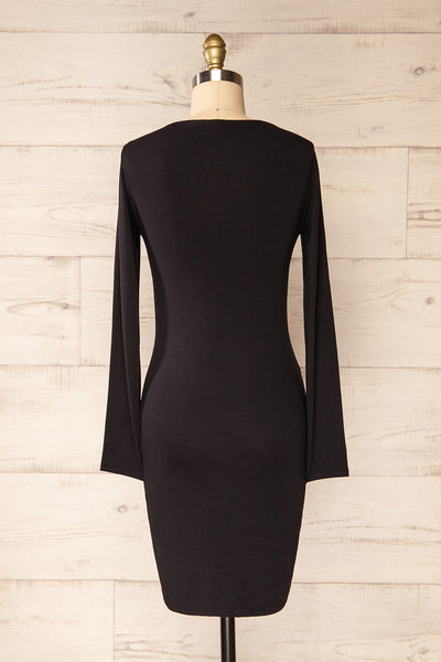 Lorient Black Long Sleeve Short Fitted Dress | La petite garçonne  back view