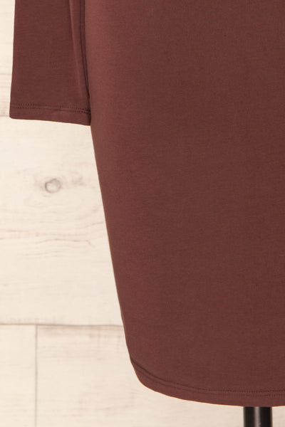 Lorient Brown Long Sleeve Short Fitted Dress | La petite garçonne   bottom