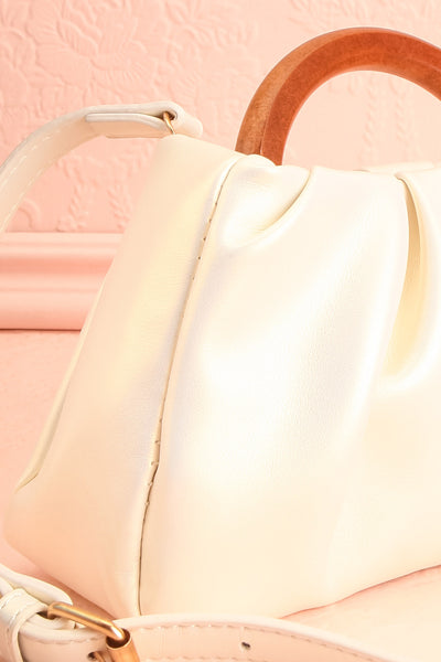 Lottie White Pearlescent Faux Leather Bag | Boutique 1861 side close-up