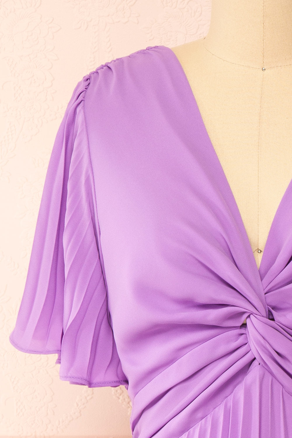 Loubna Short Purple Pleated Dress | Boutique 1861 front